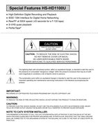 Mitsubishi HSHD1100U VCR Operating Manual